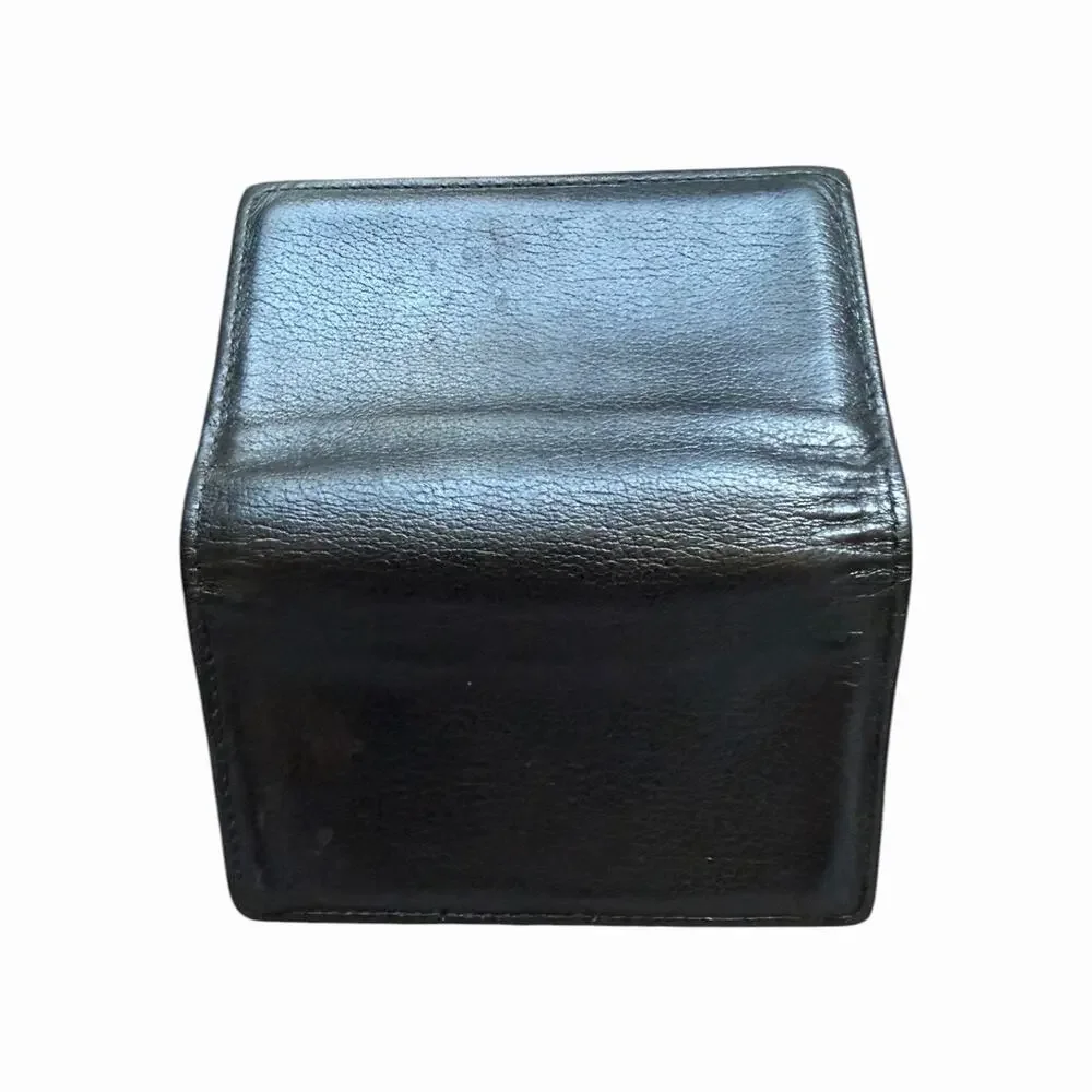 Vintage Genuine Cowhide Black Leather Business Card Holder Made in USA